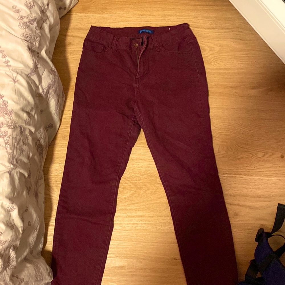 I am selling these velvet red pants that are from blue spice